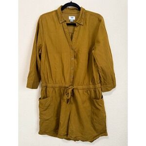 Old Navy Mustard Yellow Utility Romper Women's Large – Button‎ Front, Pockets